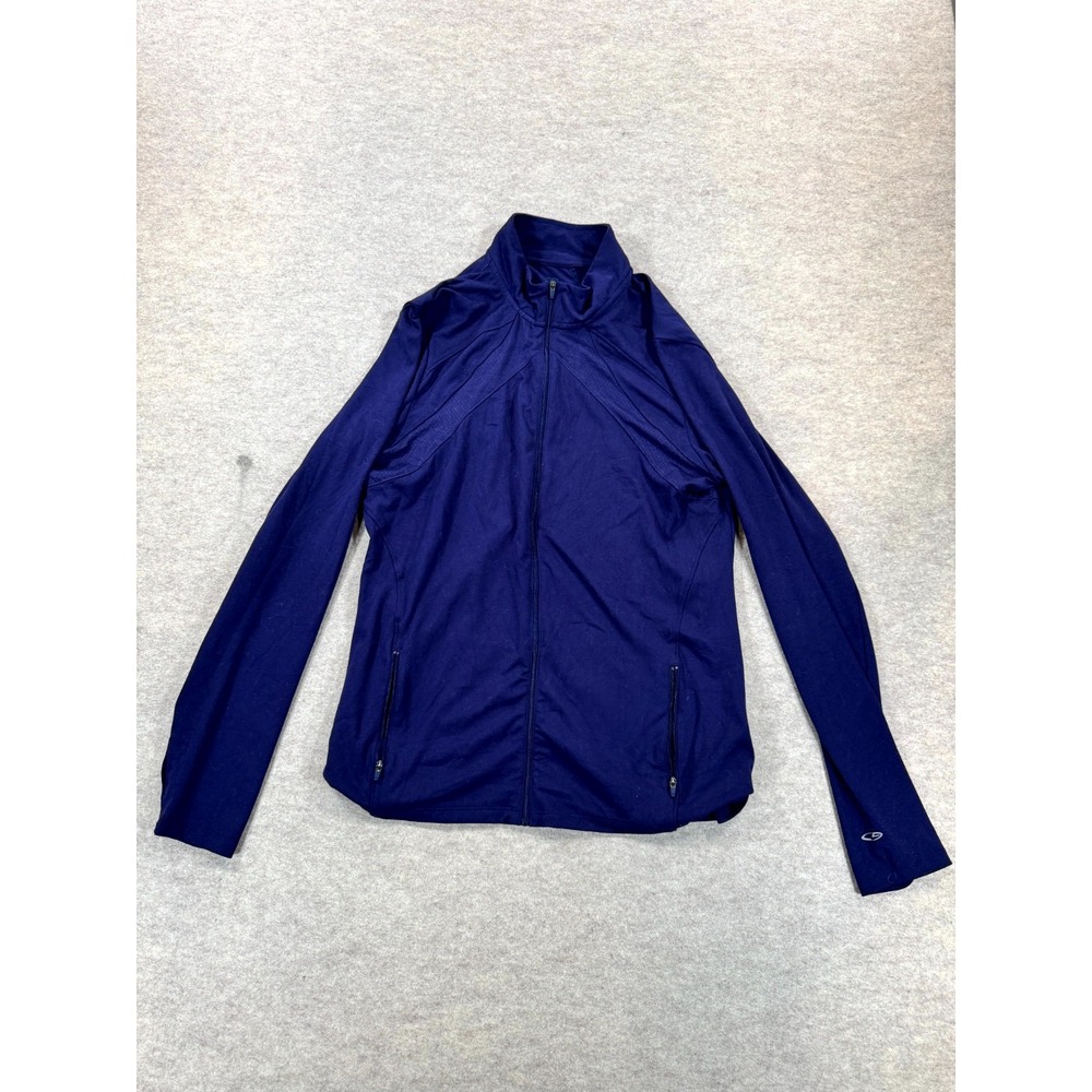 Champion Duo Dry Athletic Top Womens 2XL Navy Blue Raglan Sleeve Jacket Full Zip